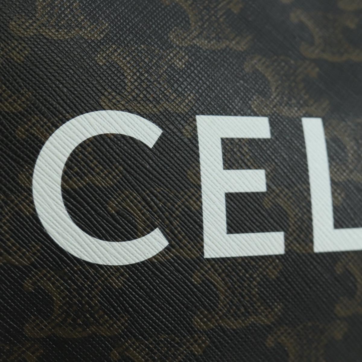 CELINE Triomphe Medium Messenger bag Shoulder Bag PVC Black Gold Auth ARZ678SAM