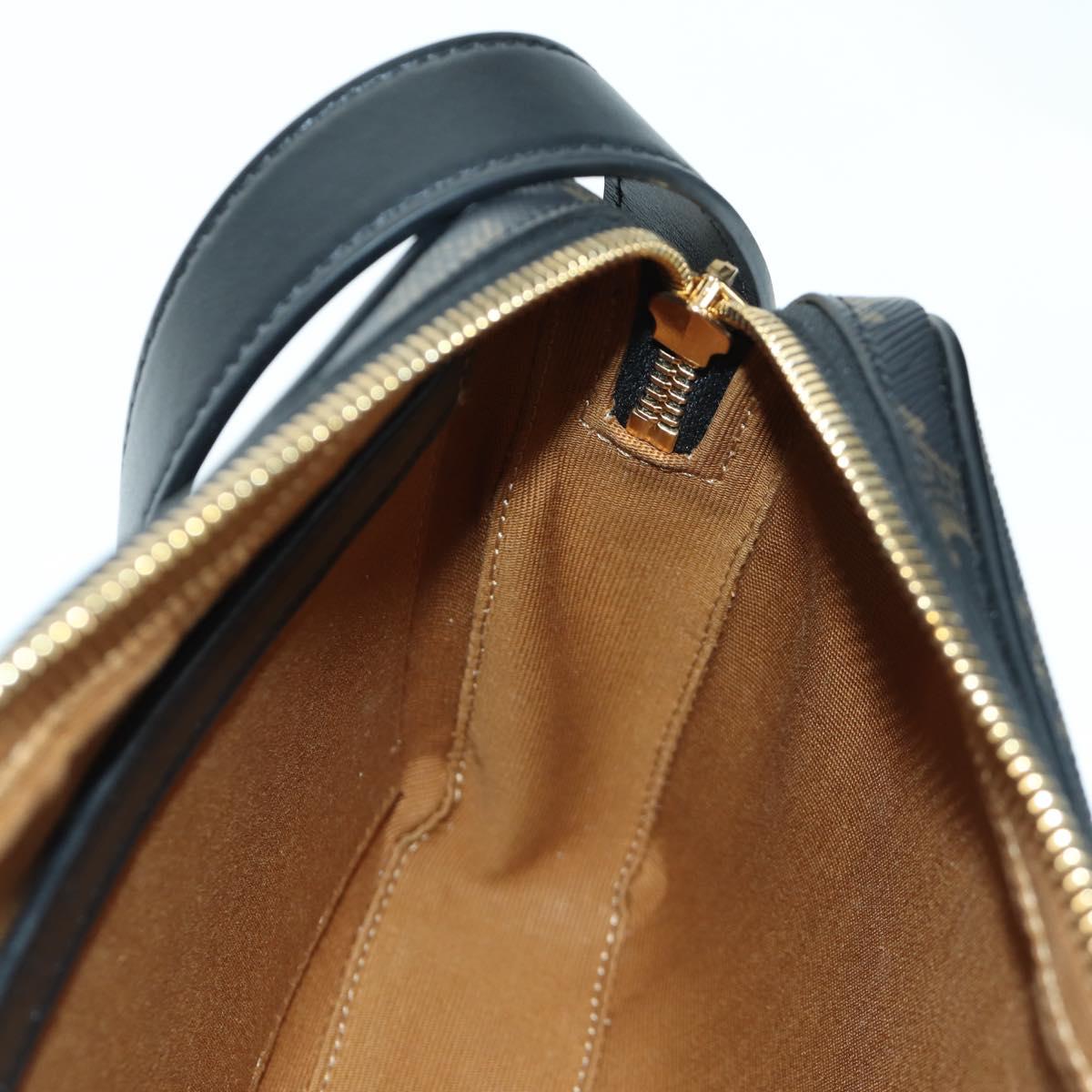 CELINE Triomphe Medium Messenger bag Shoulder Bag PVC Black Gold Auth ARZ678SAM