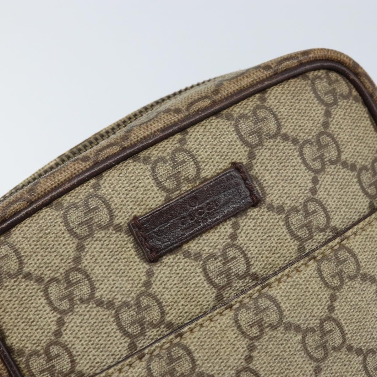 GUCCI GG Supreme Shoulder Bag PVC Beige Silver 122754 Auth ARZ682A