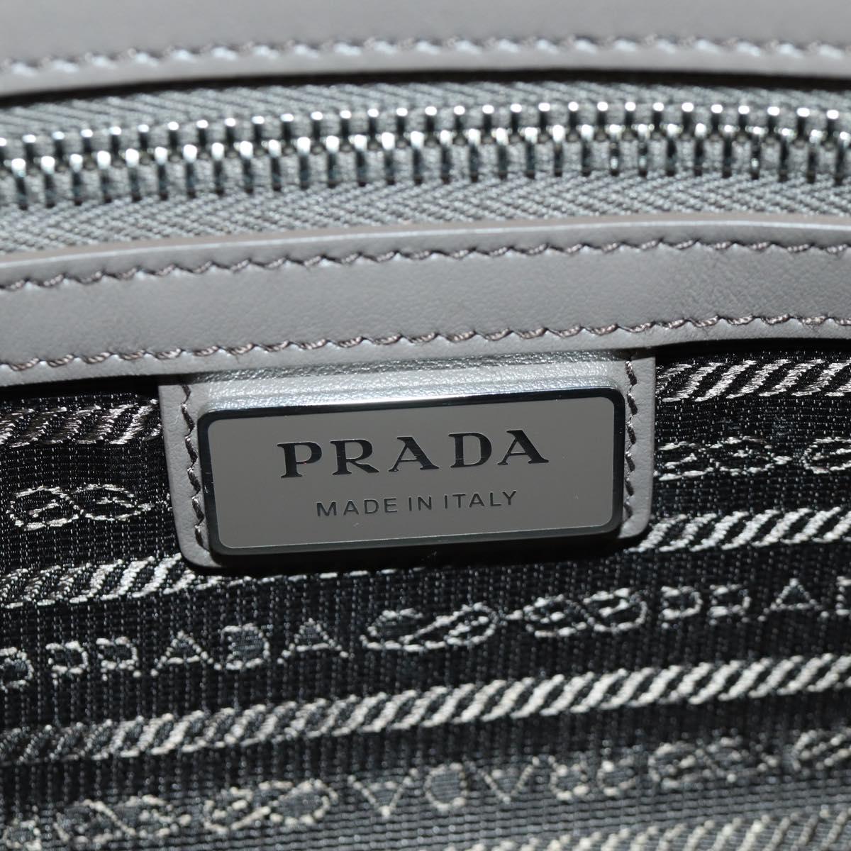 PRADA Vitterodino Shoulder Bag Leather Gray Silver 2VH184 Auth ARZ688SAM