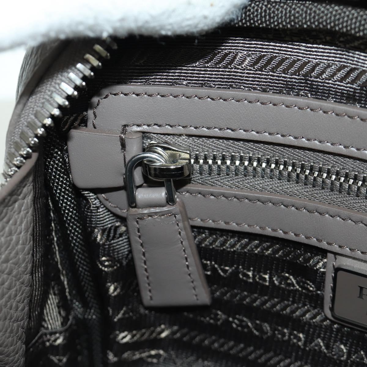 PRADA Vitterodino Shoulder Bag Leather Gray Silver 2VH184 Auth ARZ688SAM