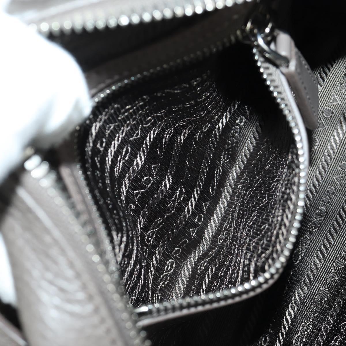 PRADA Vitterodino Shoulder Bag Leather Gray Silver 2VH184 Auth ARZ688SAM