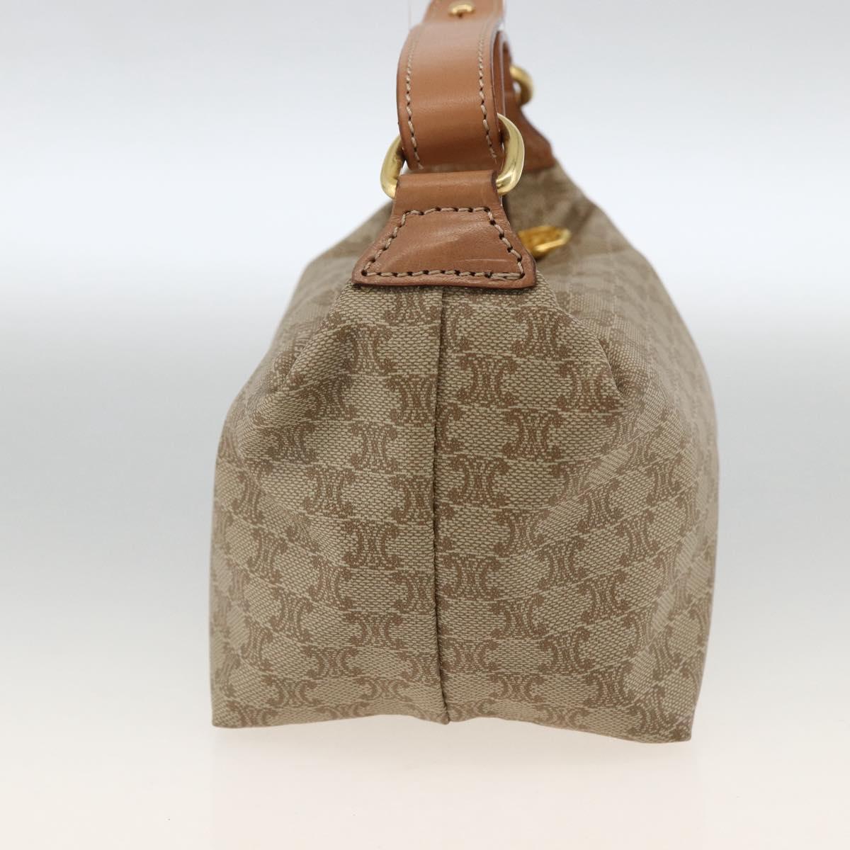 CELINE Macadam Canvas Hand Bag PVC Beige Gold Auth ARZ690A
