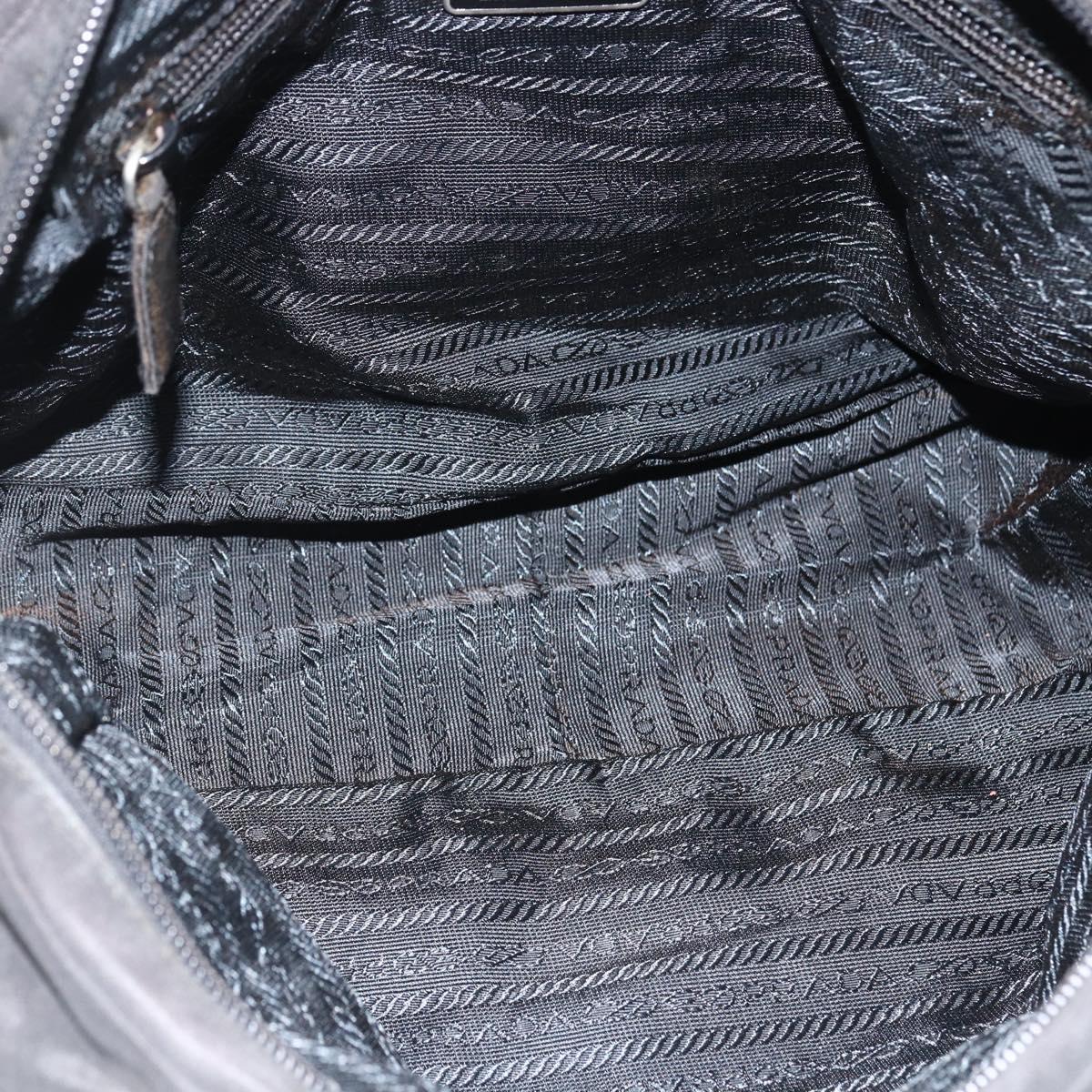PRADA Hand Bag Nylon Black Silver Auth ARZ694