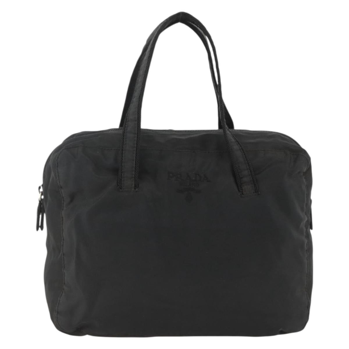 PRADA Hand Bag Nylon Black Silver Auth ARZ694