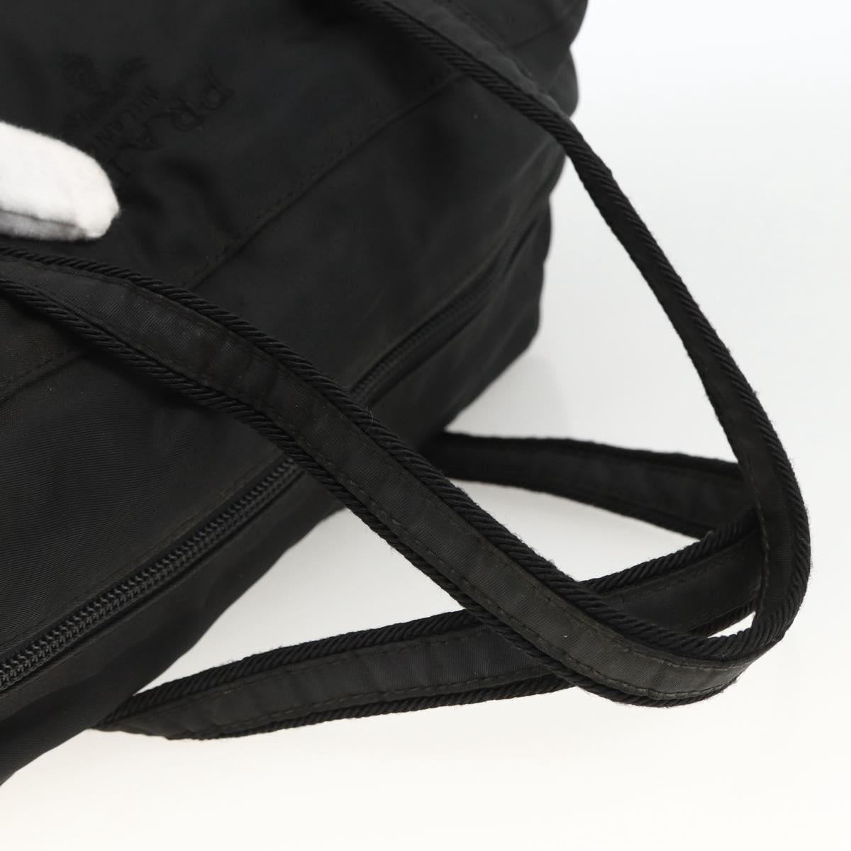 PRADA Hand Bag Nylon Black Silver Auth ARZ694