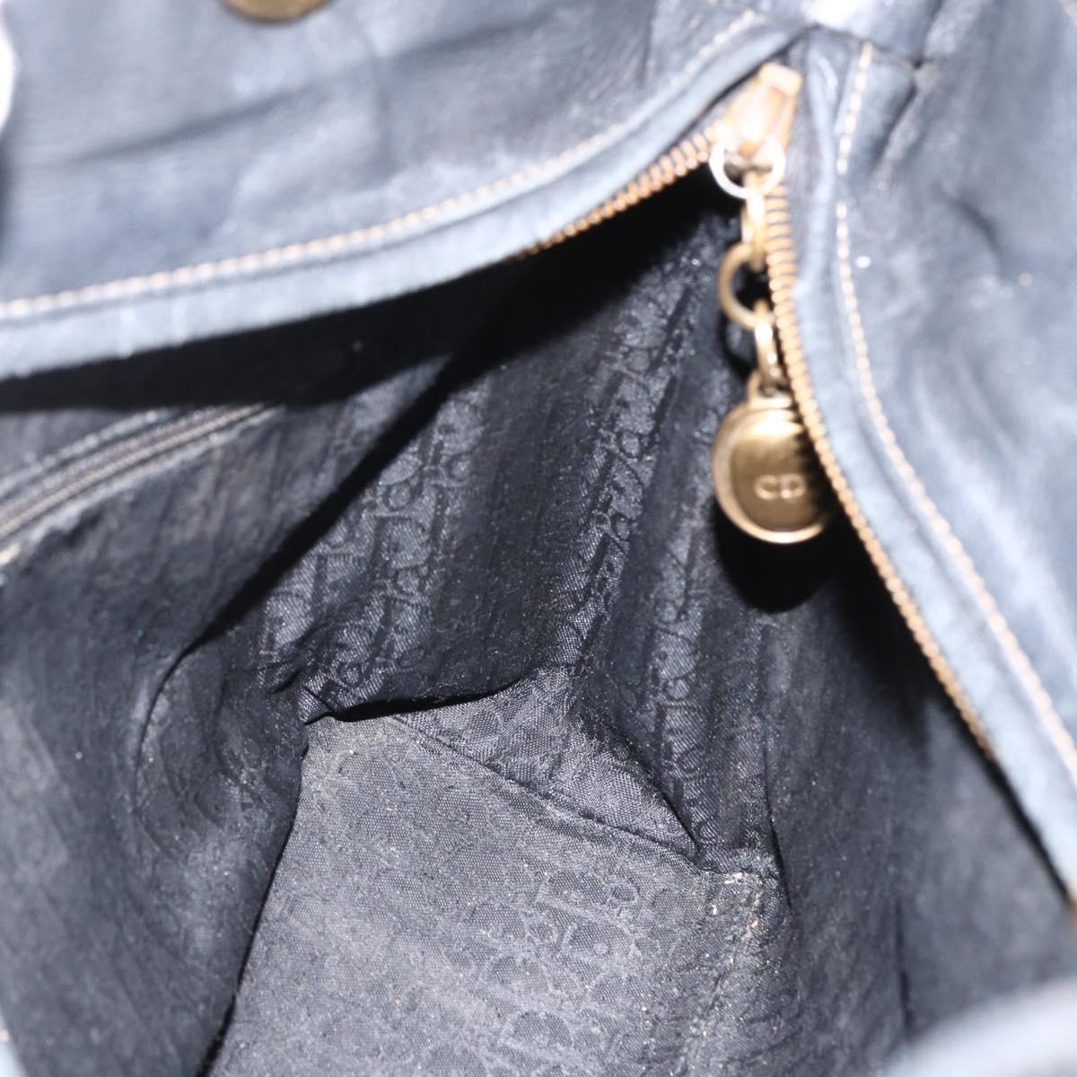 Christian Dior Lady Dior Tote Bag Leather 2way Black Gold Auth ARZ701