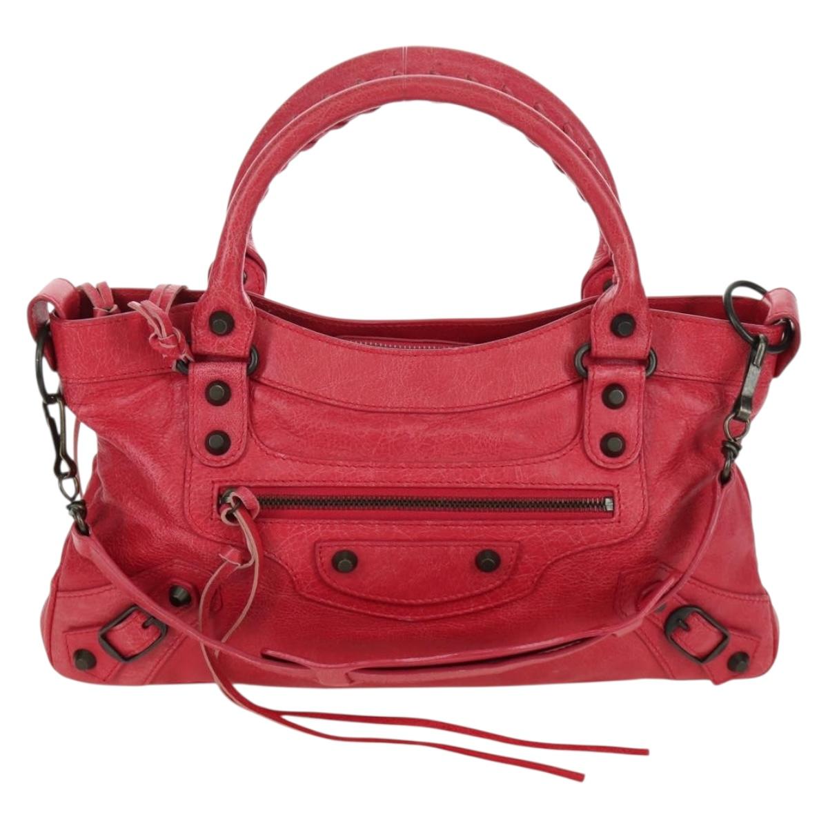 BALENCIAGA The First Hand Bag Leather 2way Pink 103208 Auth ARZ707SAV