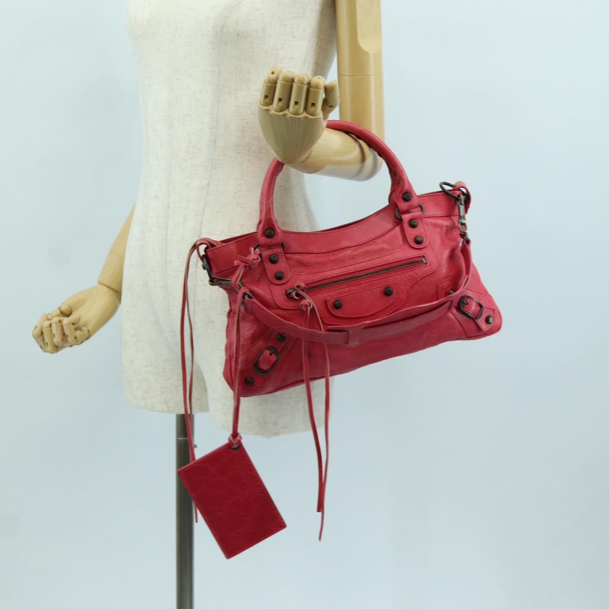 BALENCIAGA The First Hand Bag Leather 2way Pink 103208 Auth ARZ707SAV