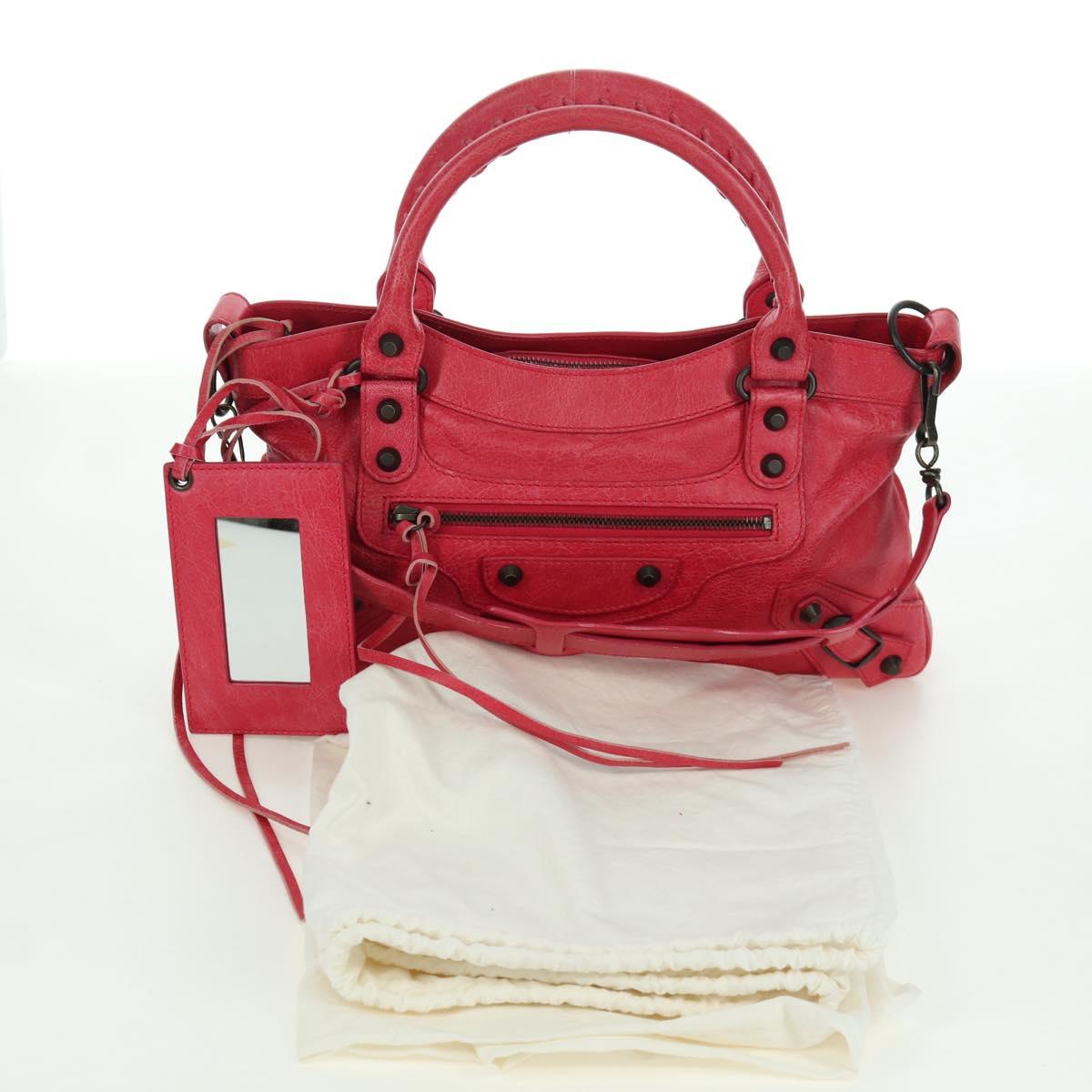 BALENCIAGA The First Hand Bag Leather 2way Pink 103208 Auth ARZ707SAV
