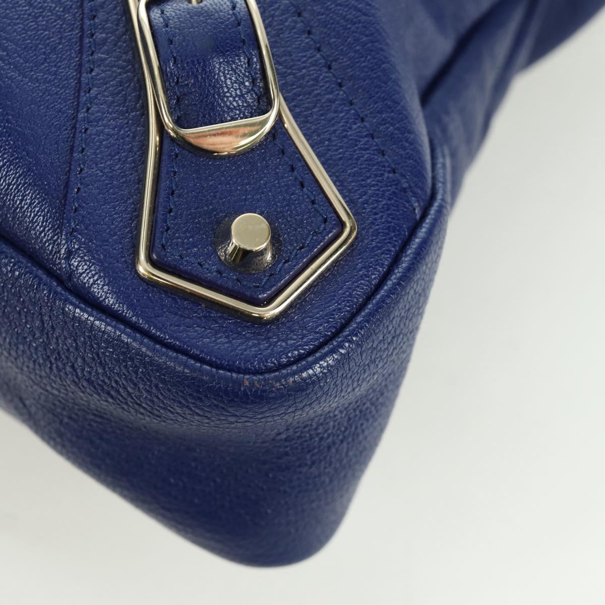 BALENCIAGA The Town Metallic Edge Bag Leather 2way Navy 240579 Auth ARZ708SAV
