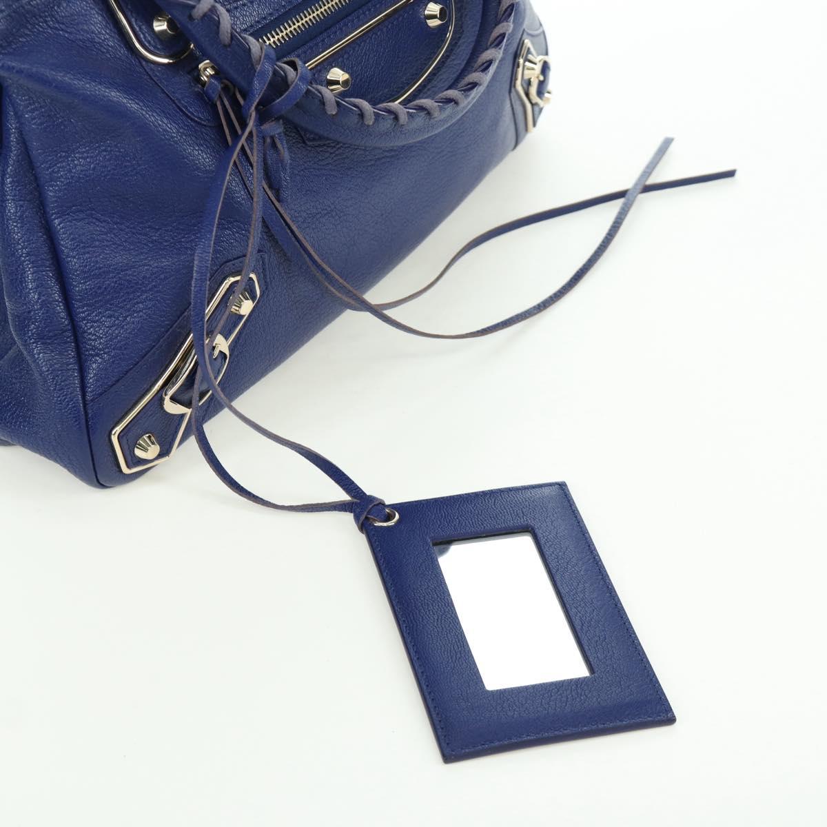 BALENCIAGA The Town Metallic Edge Bag Leather 2way Navy 240579 Auth ARZ708SAV