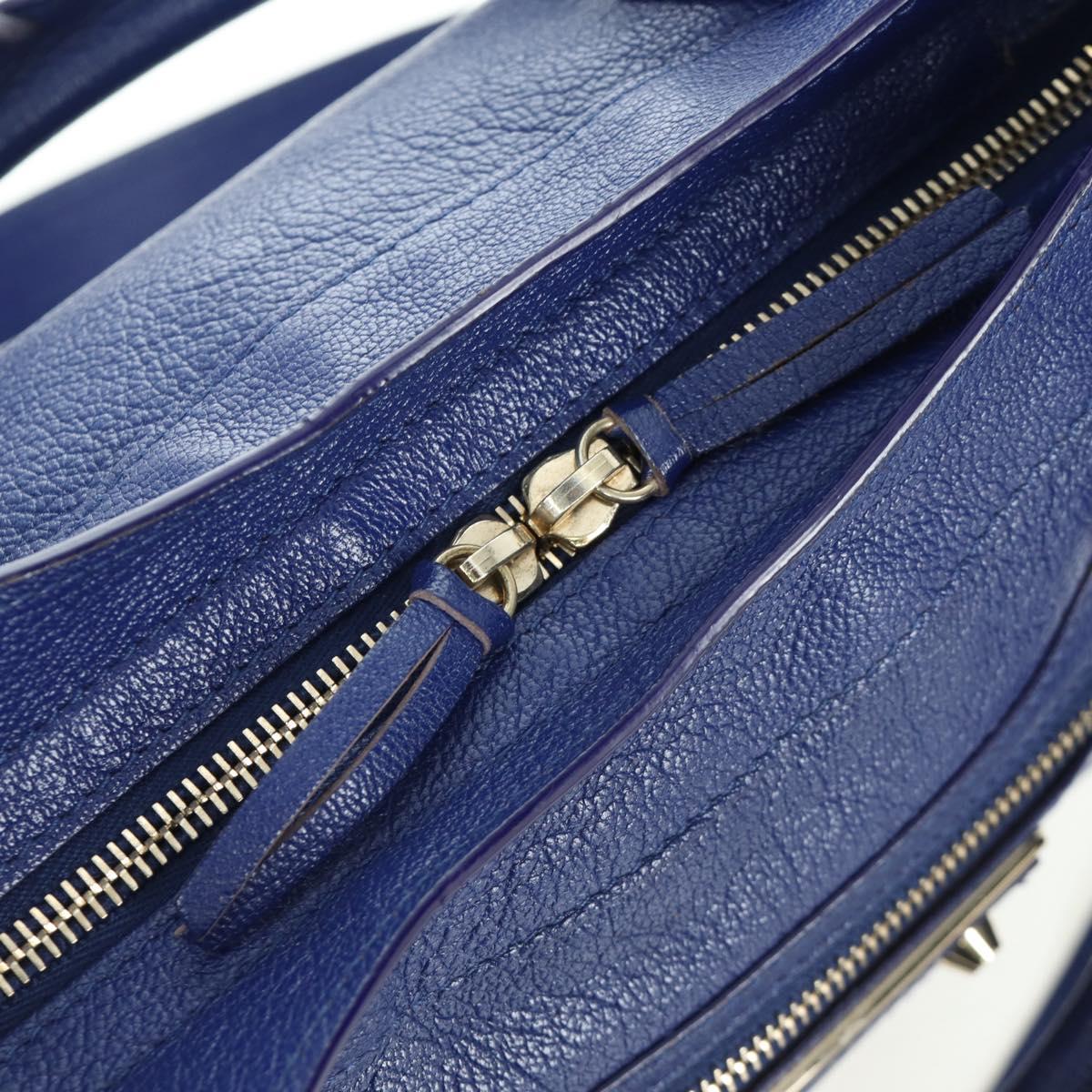 BALENCIAGA The Town Metallic Edge Bag Leather 2way Navy 240579 Auth ARZ708SAV