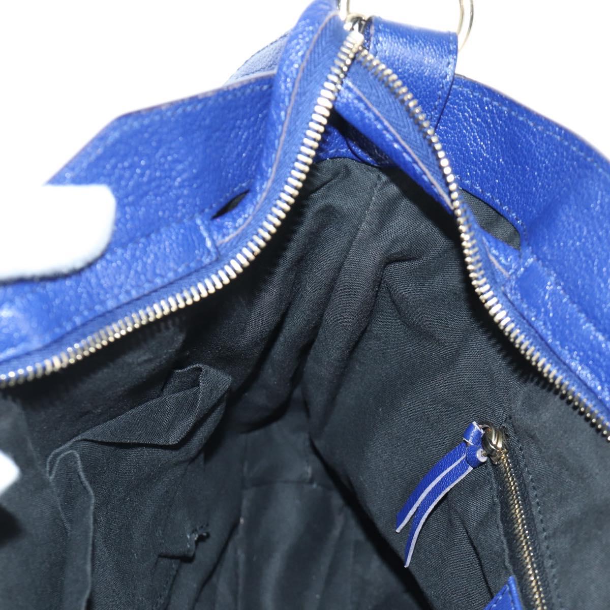 BALENCIAGA The Town Metallic Edge Bag Leather 2way Navy 240579 Auth ARZ708SAV