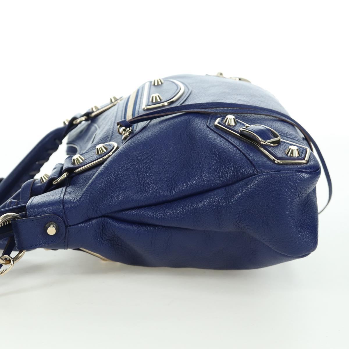 BALENCIAGA The Town Metallic Edge Bag Leather 2way Navy 240579 Auth ARZ708SAV