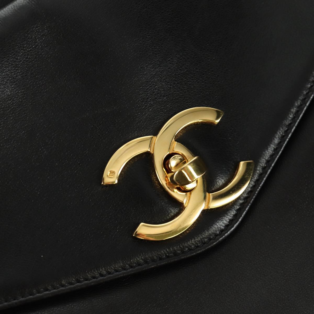 CHANEL Chain Tote Bag Lamb Skin Gold Brown CC Auth ARZ709SAV