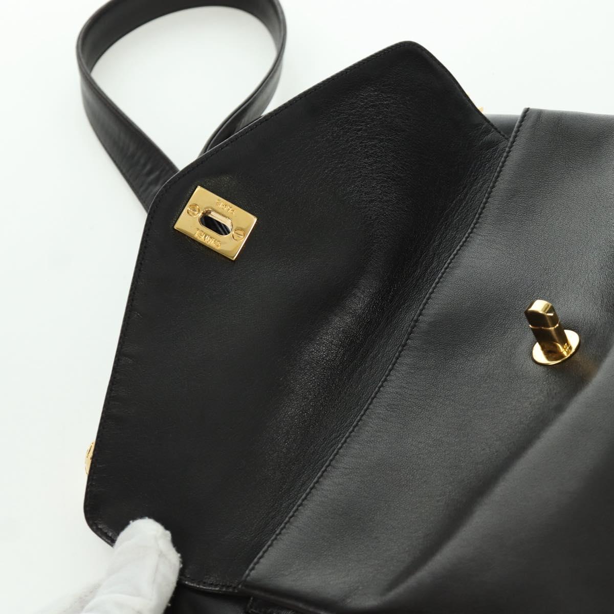 CHANEL Chain Tote Bag Lamb Skin Gold Brown CC Auth ARZ709SAV