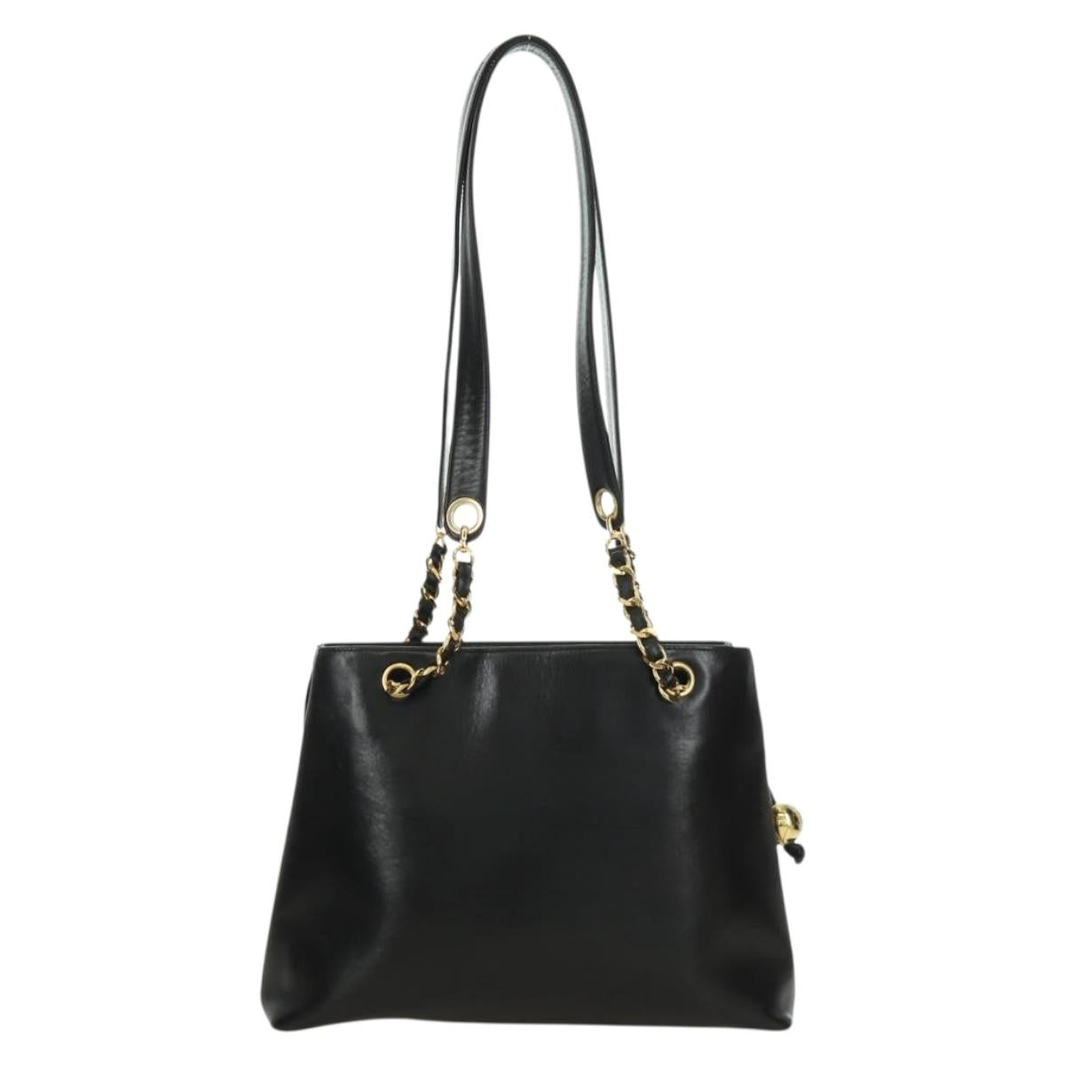 CHANEL Chain Tote Bag Lamb Skin Gold Brown CC Auth ARZ709SAV