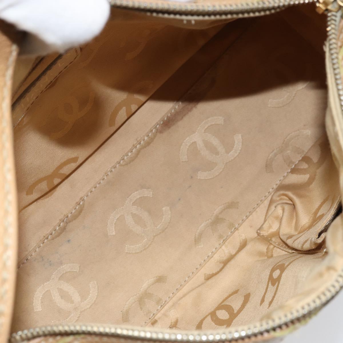 CHANEL Hand Bag Caviar Skin Beige Gold CC Auth ARZ712A