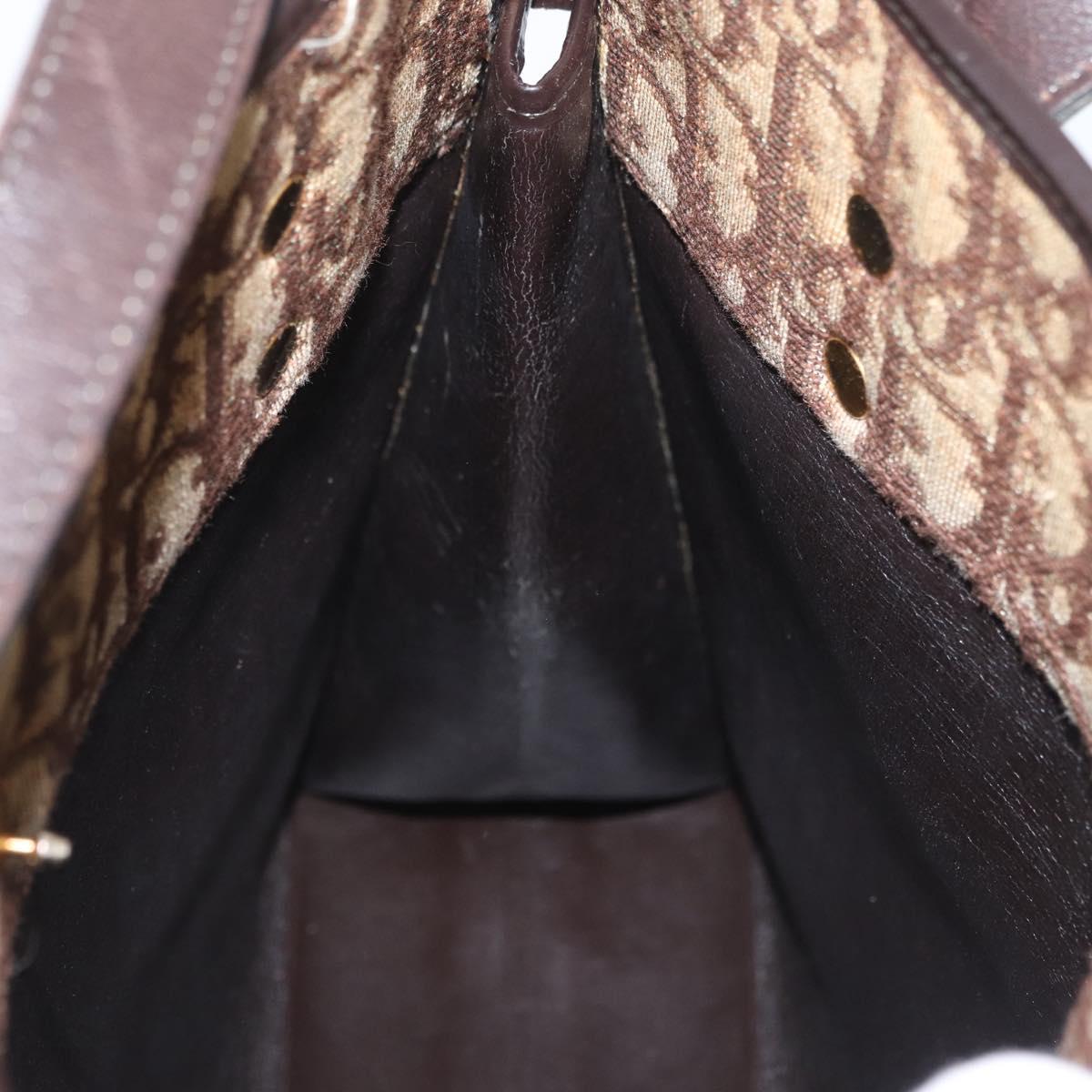 Christian Dior Trotter Canvas Tote Bag Beige Gold Auth BSZ704A