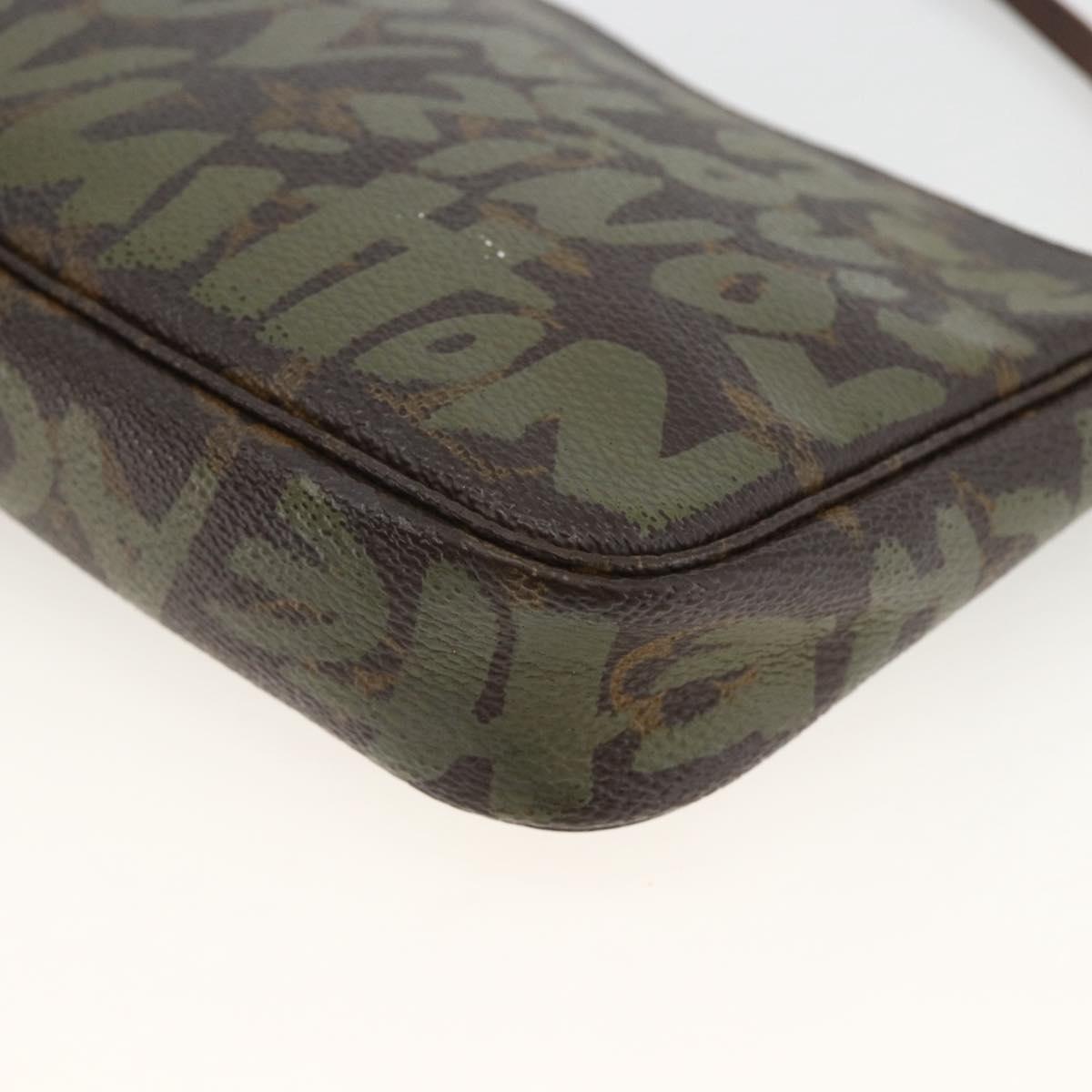 LOUIS VUITTON Monogram graffiti Pochette Pouch Khaki M92191 LV Auth BSZ705A