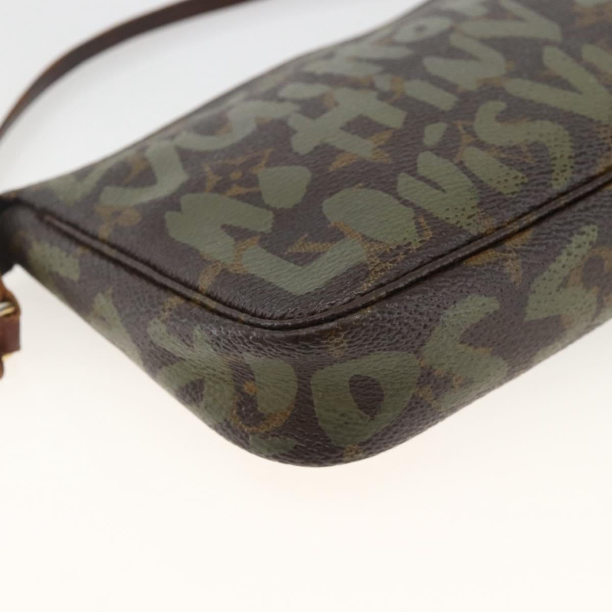 LOUIS VUITTON Monogram graffiti Pochette Pouch Khaki M92191 LV Auth BSZ705A