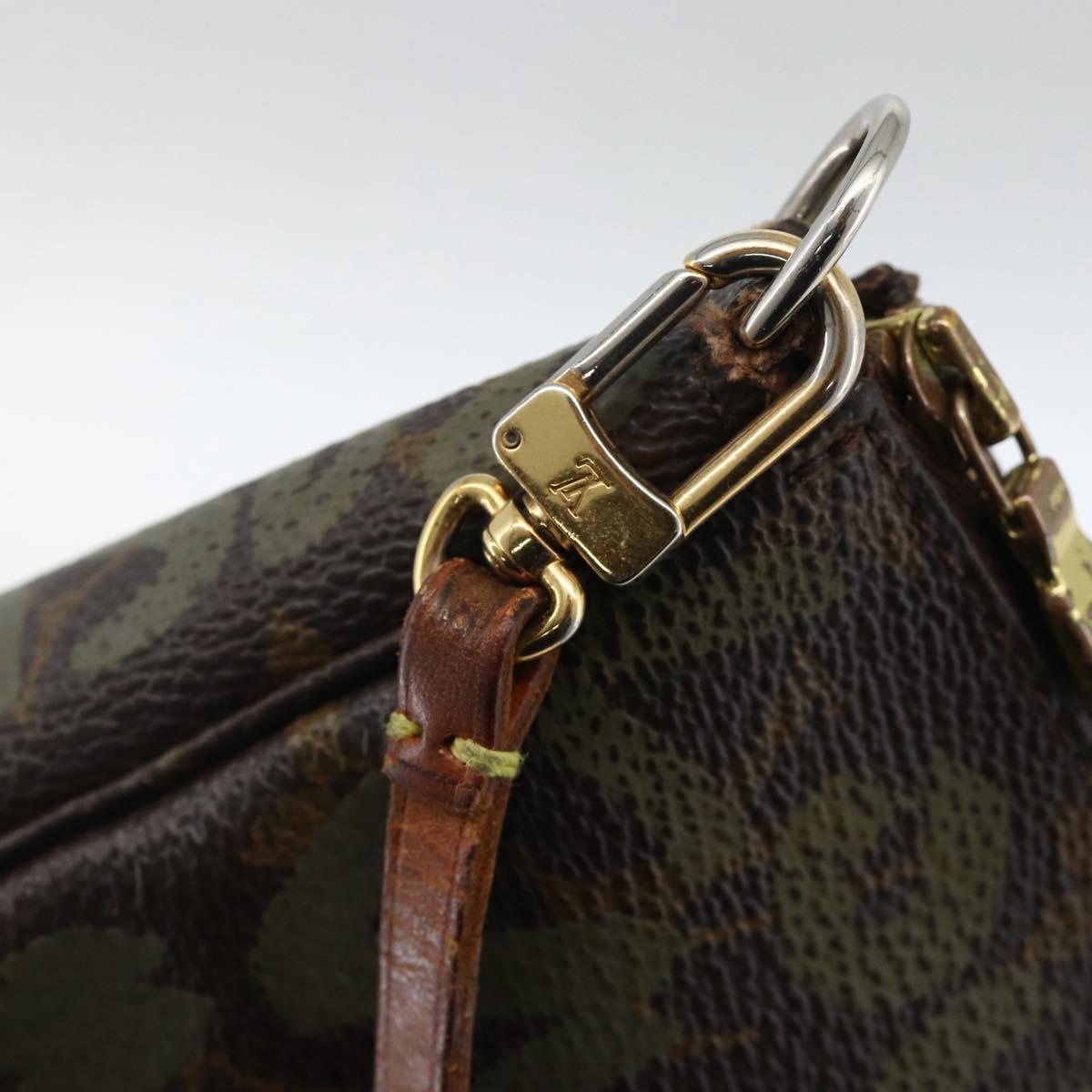 LOUIS VUITTON Monogram graffiti Pochette Pouch Khaki M92191 LV Auth BSZ705A