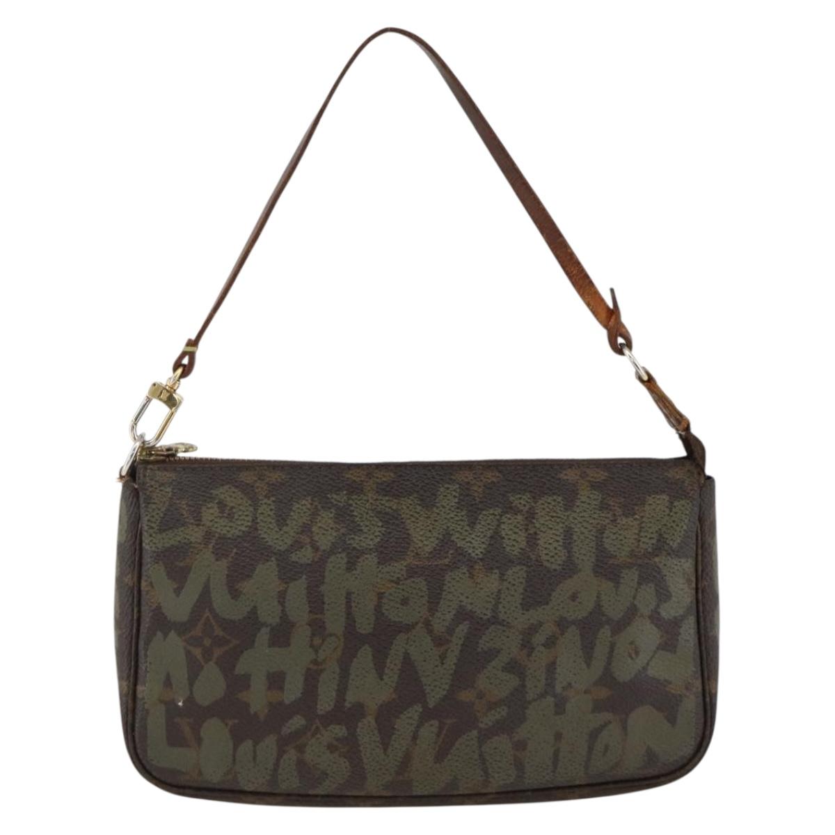 LOUIS VUITTON Monogram graffiti Pochette Pouch Khaki M92191 LV Auth BSZ705A
