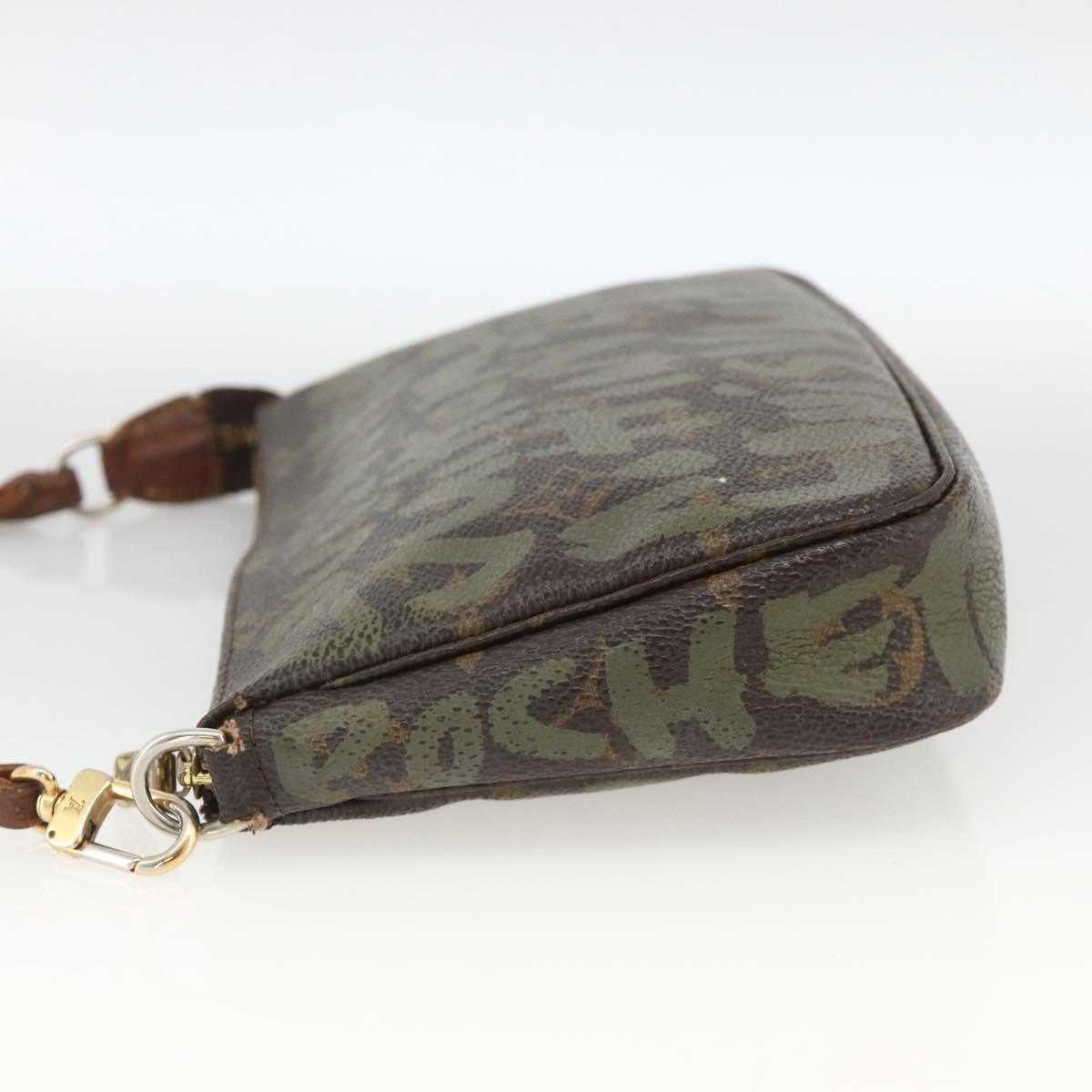 LOUIS VUITTON Monogram graffiti Pochette Pouch Khaki M92191 LV Auth BSZ705A