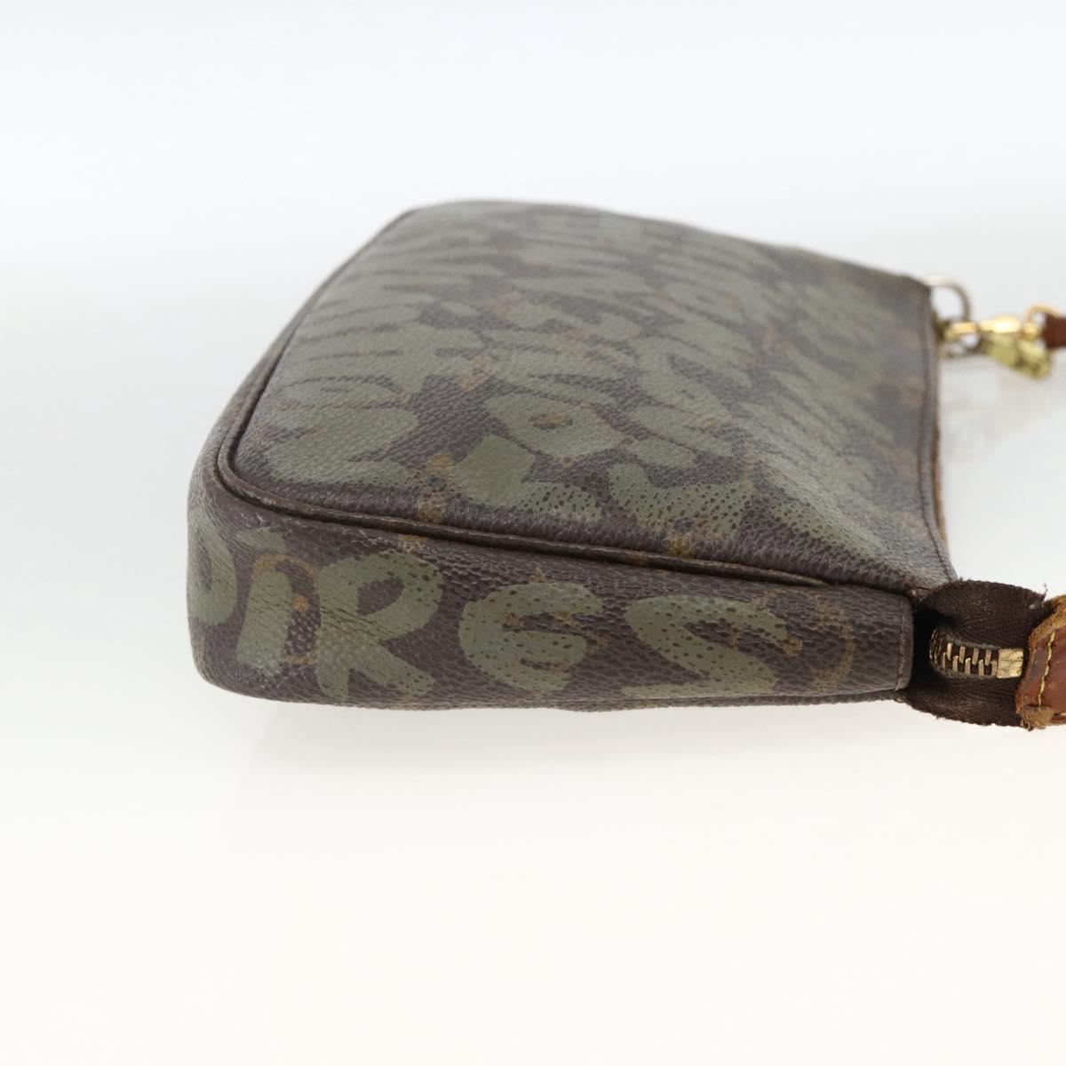 LOUIS VUITTON Monogram graffiti Pochette Pouch Khaki M92191 LV Auth BSZ705A