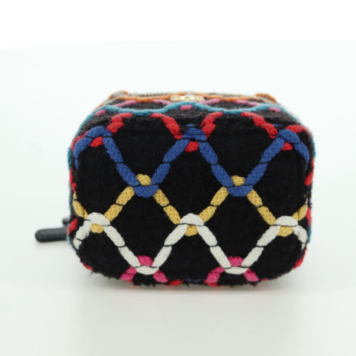 CHANEL Matelasse Chain Vanity Bag Tweed Multicolor Gold CC Auth BSZ708SM