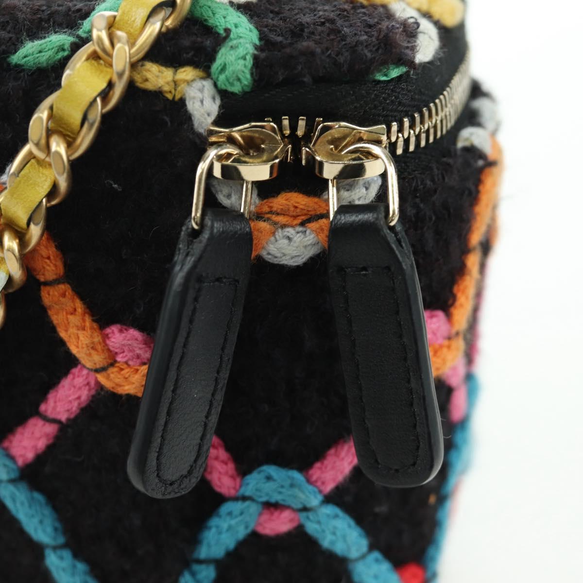 CHANEL Matelasse Chain Vanity Bag Tweed Multicolor Gold CC Auth BSZ708SM