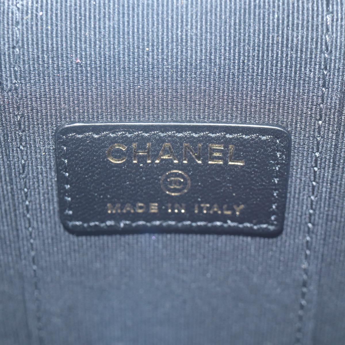 CHANEL Matelasse Chain Vanity Bag Tweed Multicolor Gold CC Auth BSZ708SM
