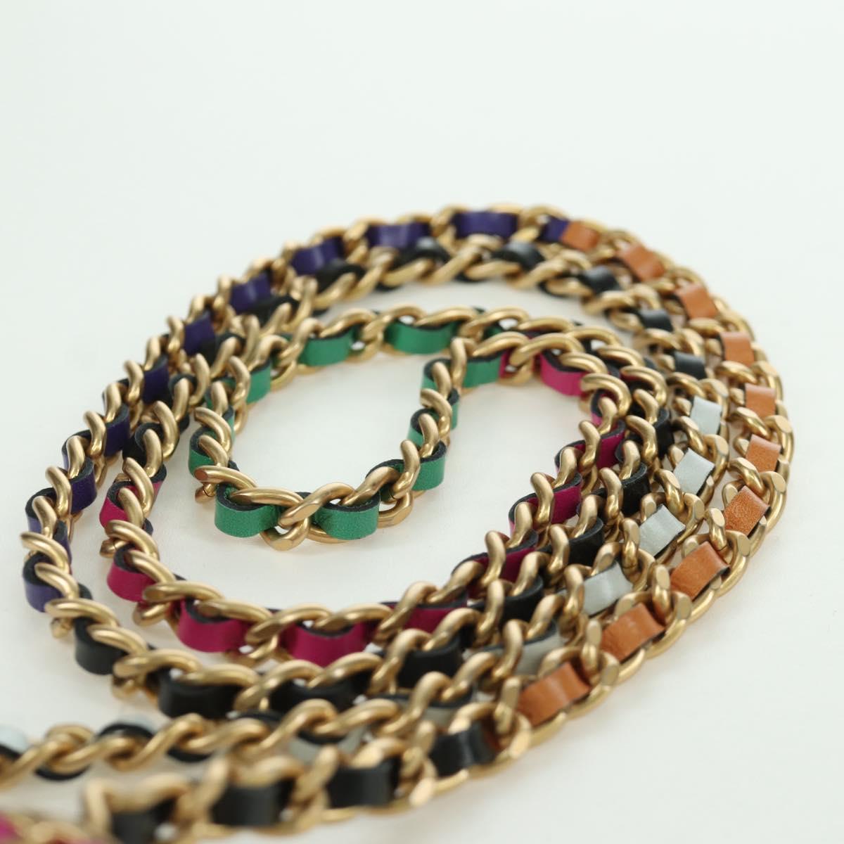 CHANEL Matelasse Chain Vanity Bag Tweed Multicolor Gold CC Auth BSZ708SM