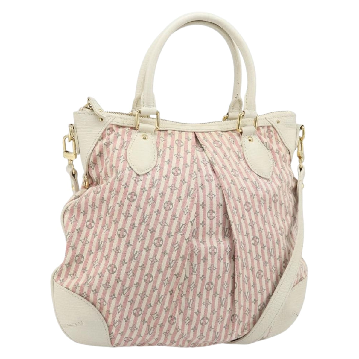 LOUIS VUITTON Mini Lin Croisette Marina PM Bag Pink White M95495 LV Auth ARZ743V