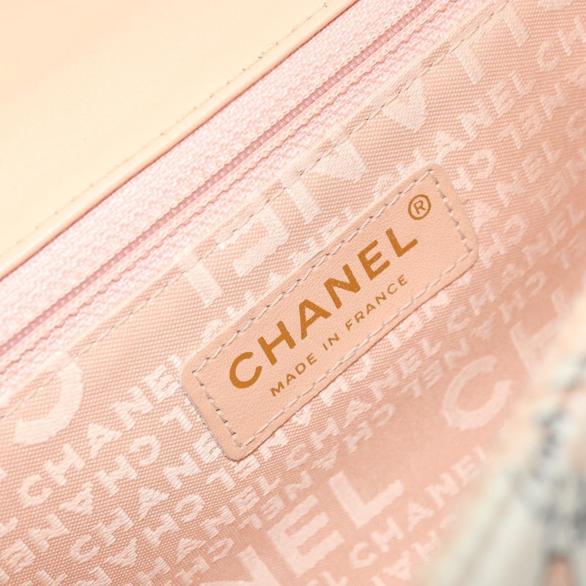 CHANEL Choco Bar Chain Shoulder Bag Satin Pink Gold CC Auth ARZ748SAV