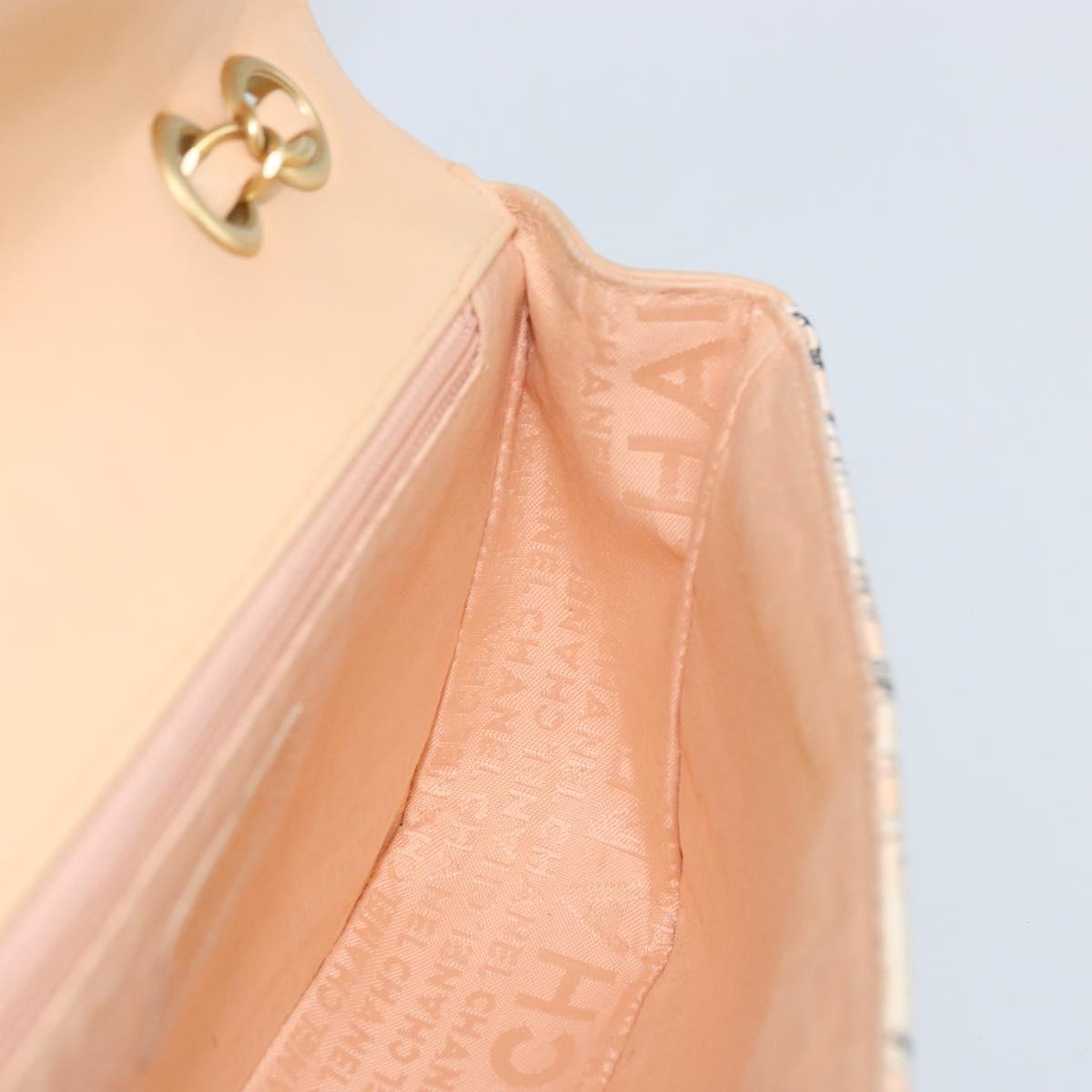 CHANEL Choco Bar Chain Shoulder Bag Satin Pink Gold CC Auth ARZ748SAV