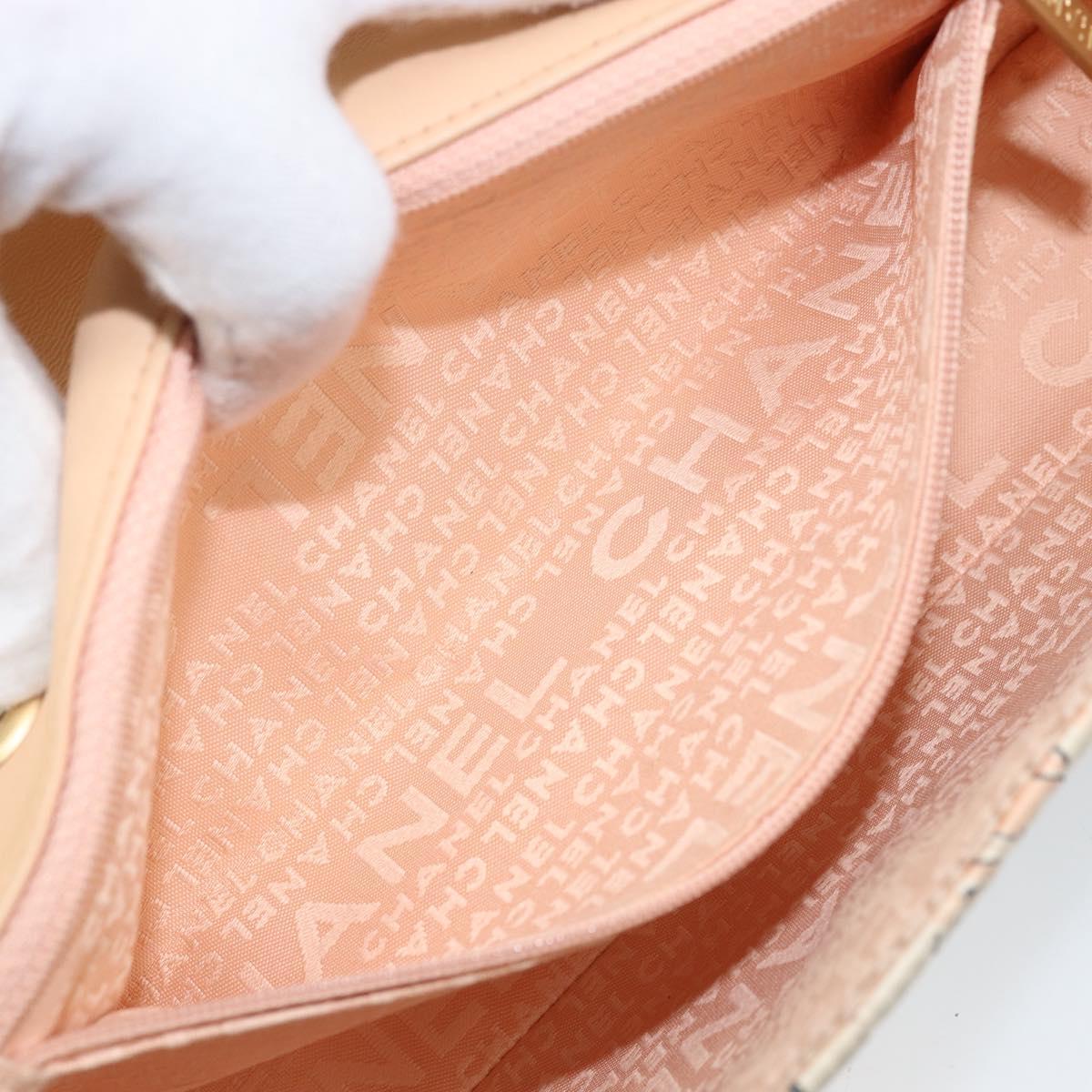 CHANEL Choco Bar Chain Shoulder Bag Satin Pink Gold CC Auth ARZ748SAV
