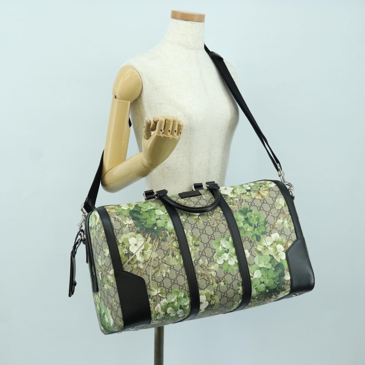 GUCCI GG Blooms GG Supreme Bag PVC 2way Beige Silver 406380 Auth ARZ752SAM