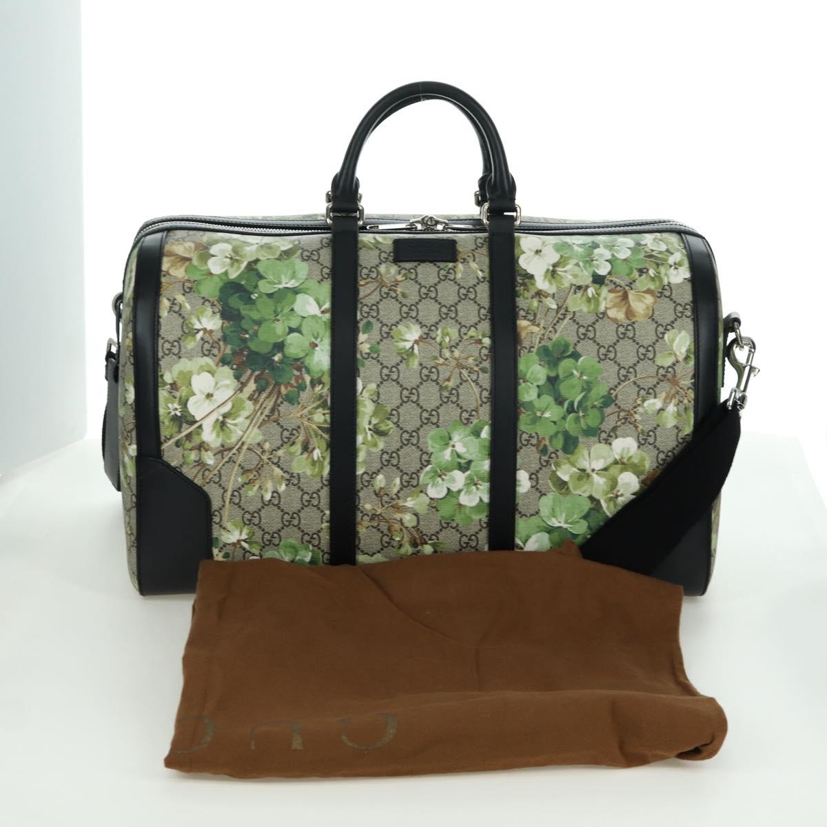 GUCCI GG Blooms GG Supreme Bag PVC 2way Beige Silver 406380 Auth ARZ752SAM