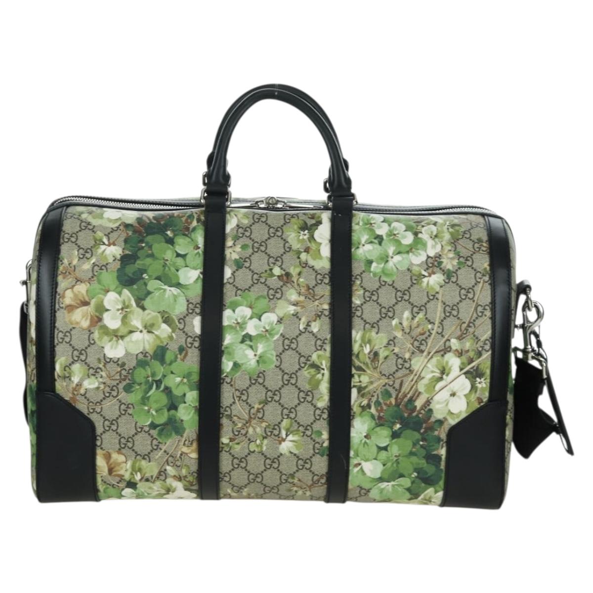GUCCI GG Blooms GG Supreme Bag PVC 2way Beige Silver 406380 Auth ARZ752SAM