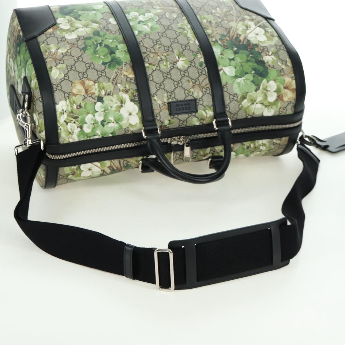 GUCCI GG Blooms GG Supreme Bag PVC 2way Beige Silver 406380 Auth ARZ752SAM