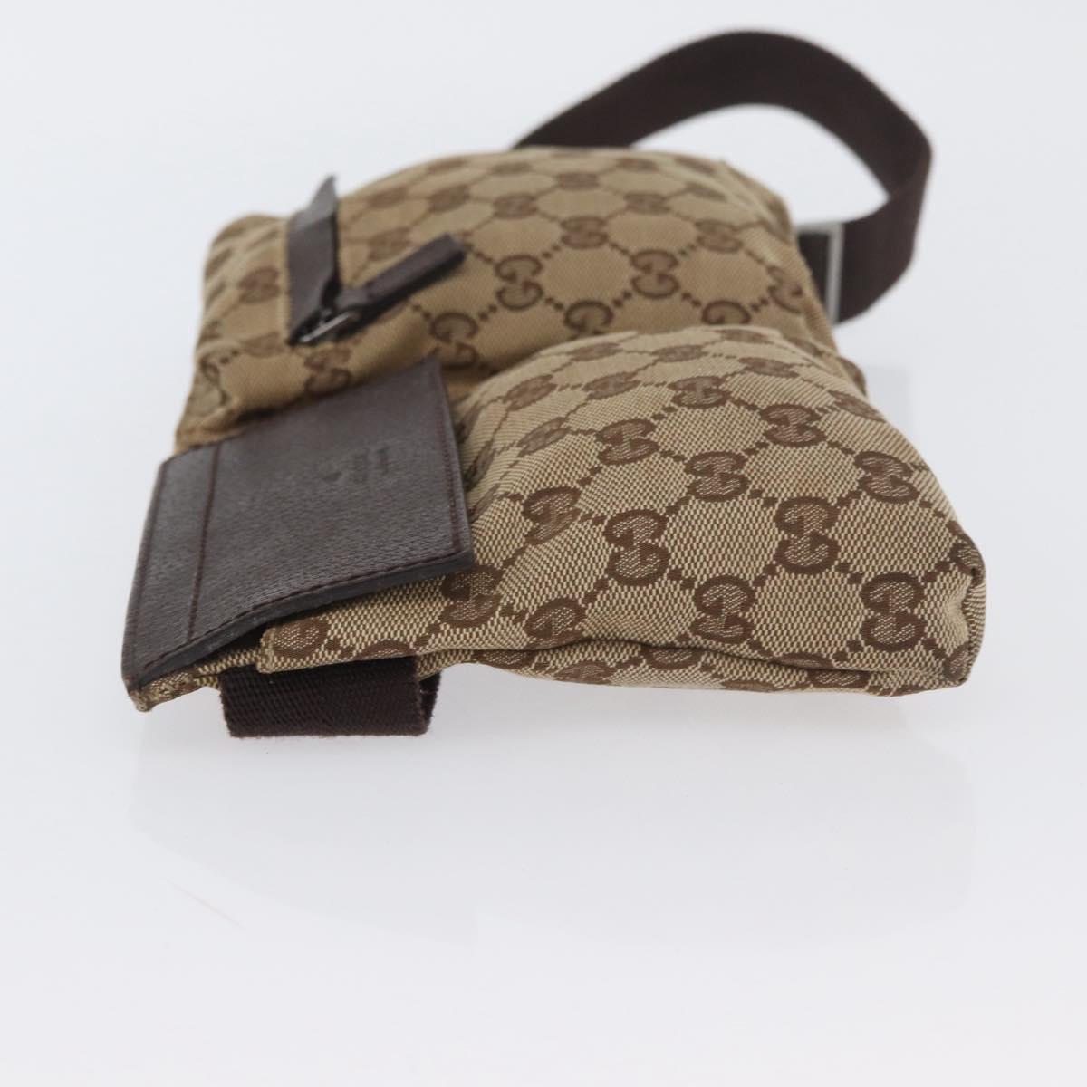 GUCCI GG Canvas Waist bag Beige Silver 28566 Auth ARZ769