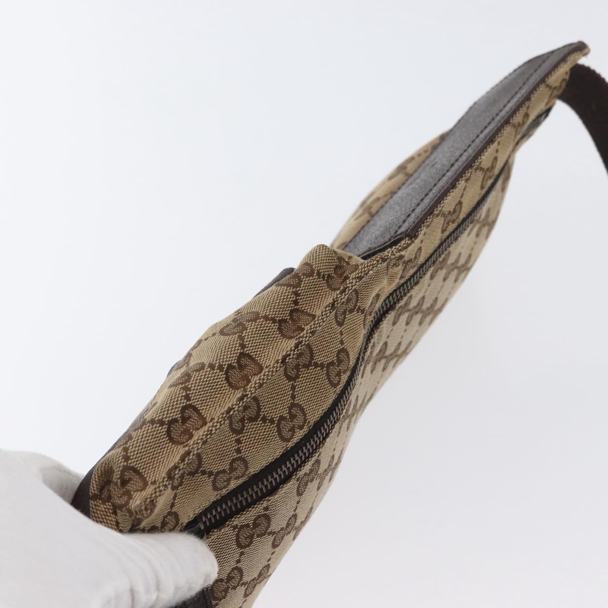 GUCCI GG Canvas Waist bag Beige Silver 28566 Auth ARZ769