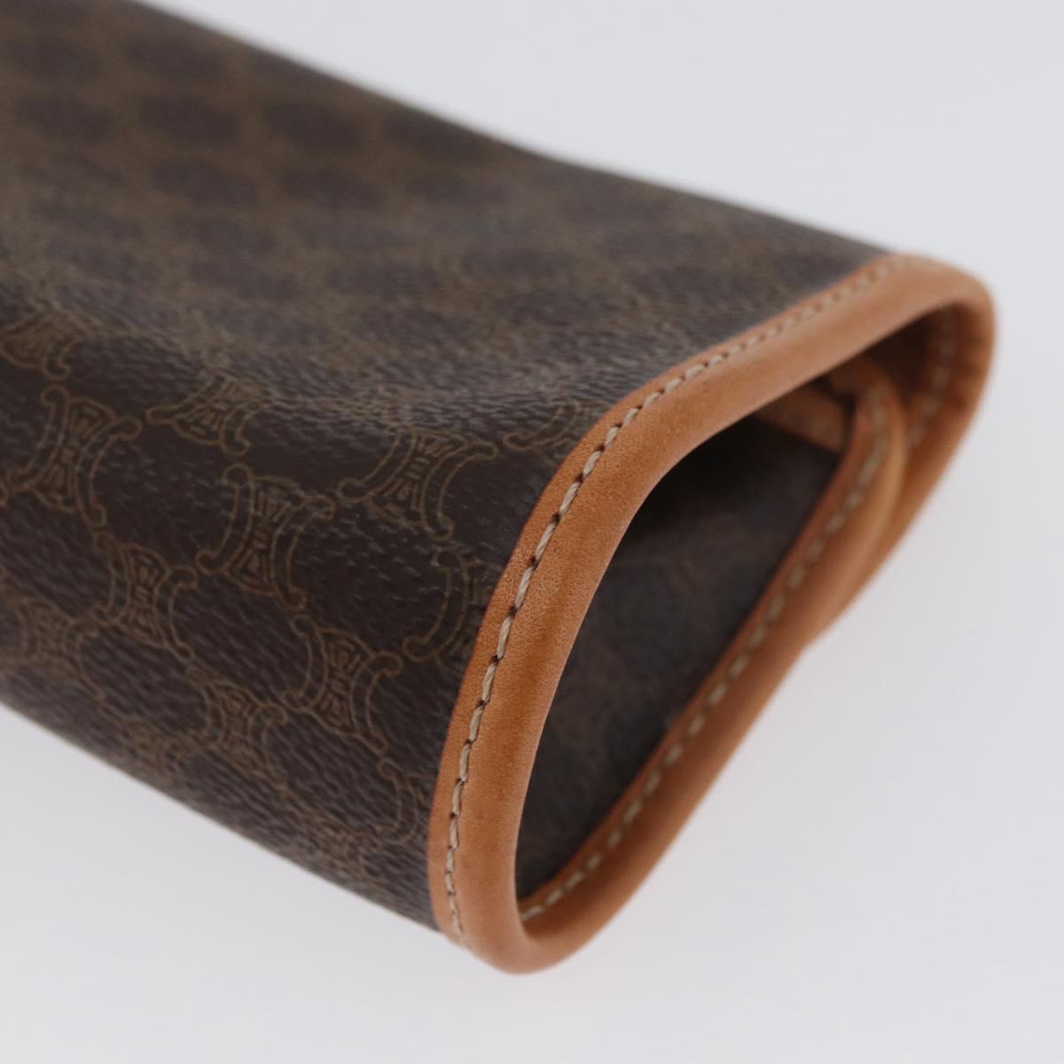 CELINE Macadam Canvas Clutch Bag PVC Leather Brown Gold Auth ARZ771A