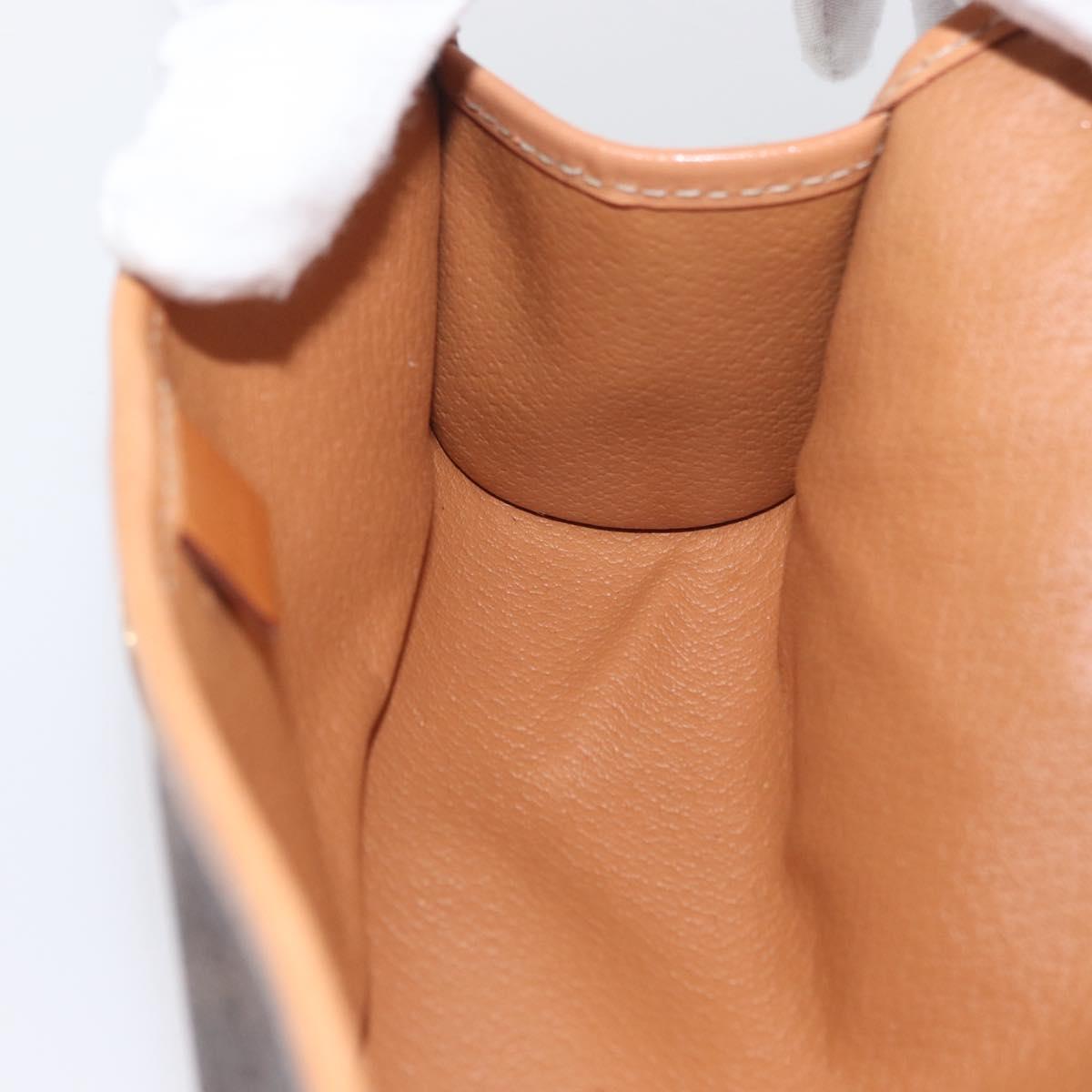 CELINE Macadam Canvas Clutch Bag PVC Leather Brown Gold Auth ARZ771A