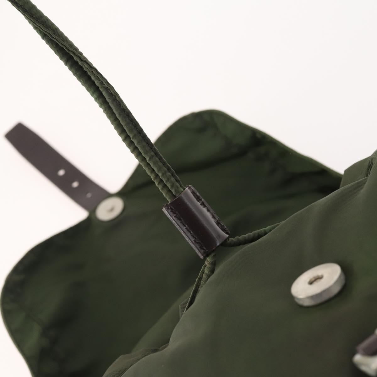 PRADA Backpack Nylon Khaki Silver Auth ARZ774