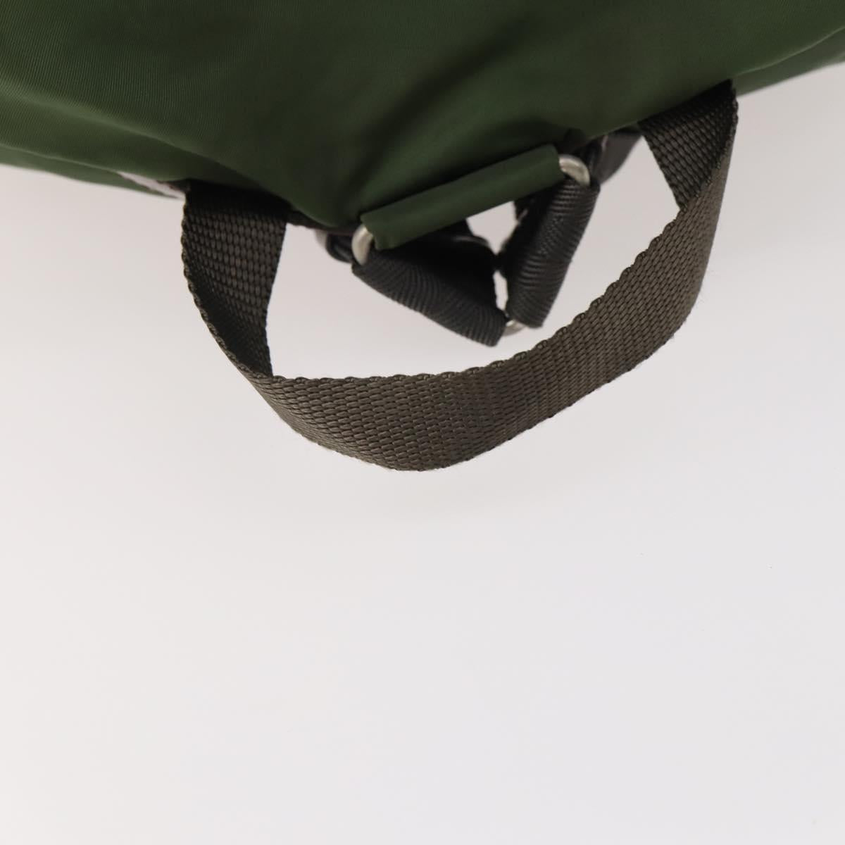 PRADA Backpack Nylon Khaki Silver Auth ARZ774