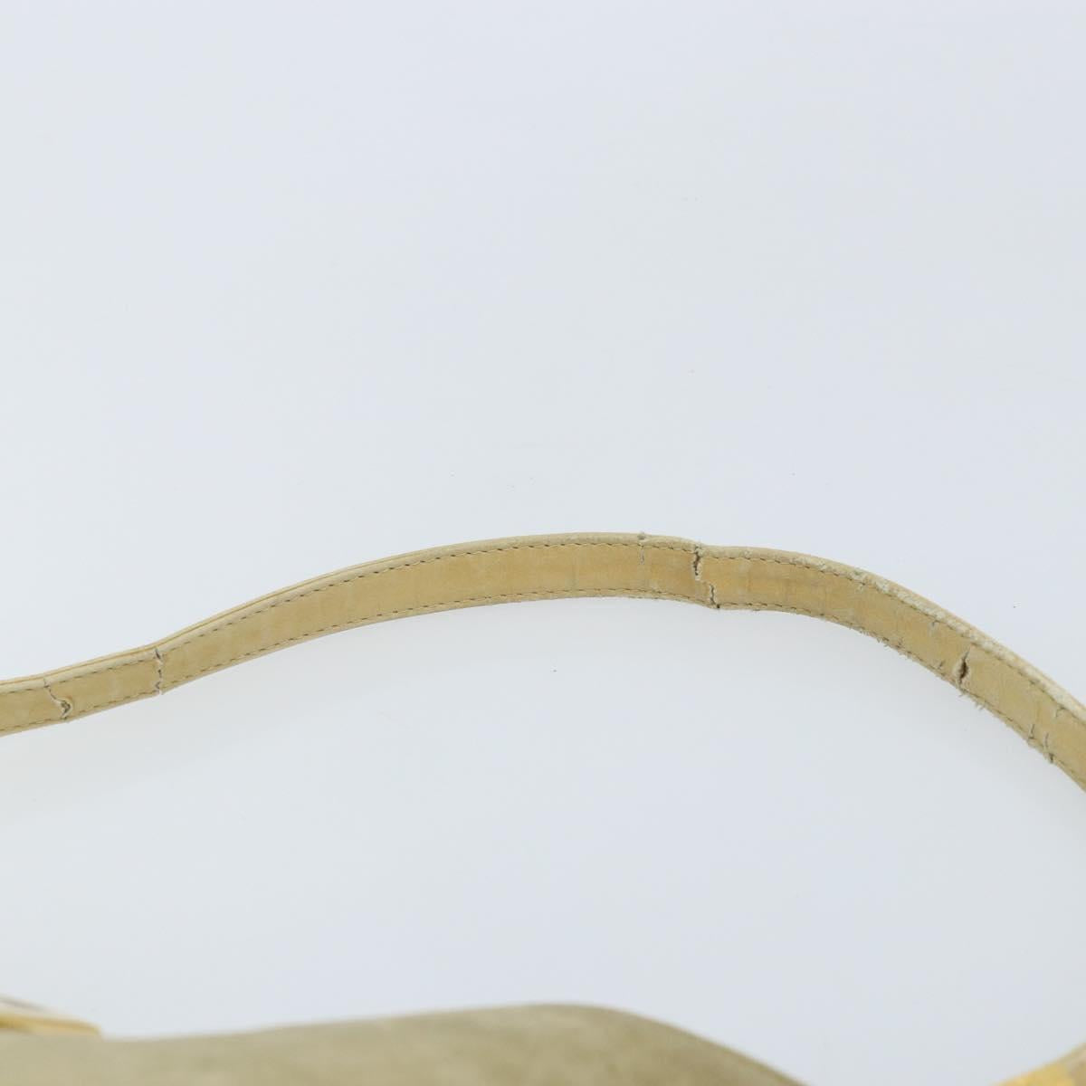 FENDI Mamma Baguette Shoulder Bag Suede Beige Gold Auth ARZ775