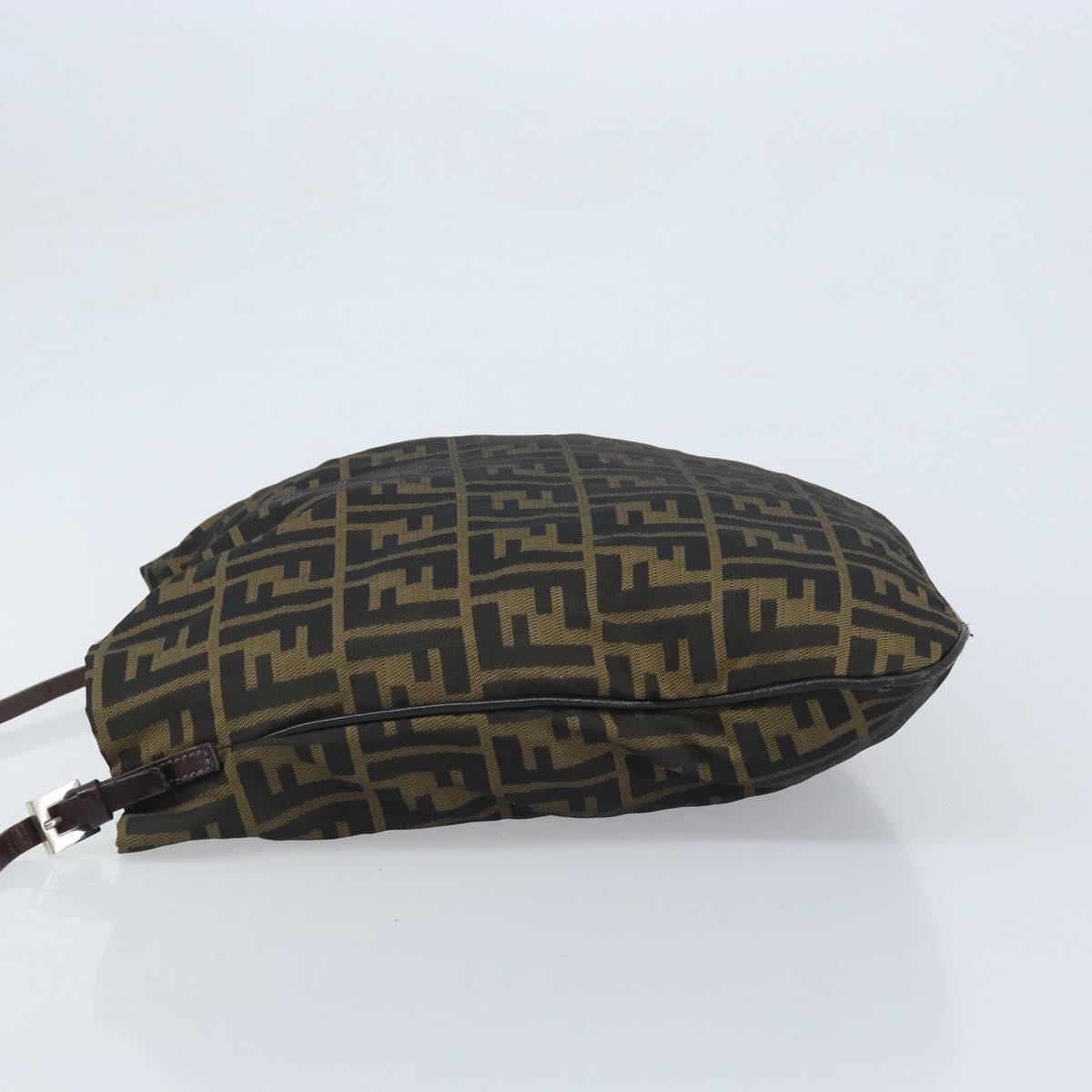 FENDI Zucca Canvas Shoulder Bag Brown Black Auth ARZ776